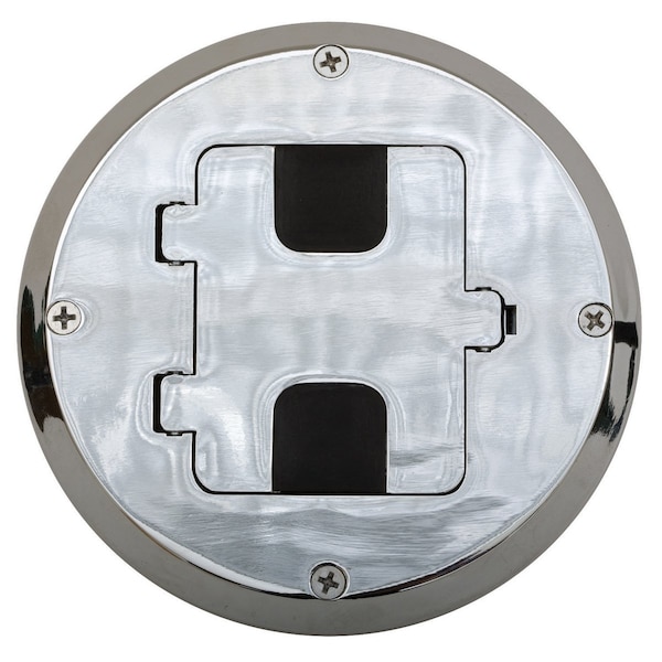 Hubbell Wiring Device-Kellems Floor Boxes, Wood Floor Box Kit, Chrome RF515CH - main